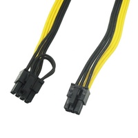 PCI-E 6 Pin ke PCI-E 8 (6+2) Pin Kabel Adaptor Daya Komputer 16AWG Berkualitas Tinggi 60cm