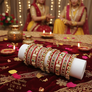 กำไลข้อมือ PADMAWATI BANGLES PRIVATE LIMITED หรูหรา ชุบทองทังสเตน คุณภาพสูง หลากสี ชุดกำไลข้อมือสำหรับผู้หญิง งานแต่งงานแบบอินเดีย - Product Image 3