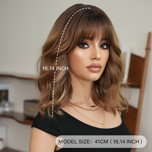 Peluca Corta Rizada Natural de Alta Calidad de 14 Pulgadas, Estilo París, Color Marrón <span class=keywords><strong>Rubio</strong></span>, para Mujer, con Gorro Completo - Product Image 3