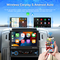 Autoradio Podofo 1 Din avec écran rétractable motorisé de 7 pouces, CarPlay et Android Auto sans fil, Bluetooth, FM, USB, AUX-IN
