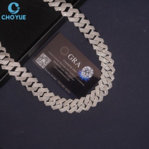 Performance Factory Direct Sale S925 Sterling <b>Silver</b> Pave Moissanite Cuban Link Chain Popular Iced Out <b>Men</b> Women Fashion Jewelry - Product Image 4