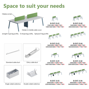 Poste de travail modulaire en panneaux de bois avec options d'écran et armoire de rangement pour les sièges sociaux professionnels des entreprises - Product Image 2