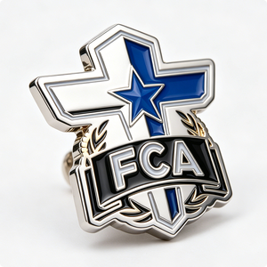 เข็มกลัดโลหะเคลือบเงินสองด้านลาย FCA แบบกำหนดเอง สำหรับวันพ่อ วันรับปริญญา ของสะสม - Product Image 2