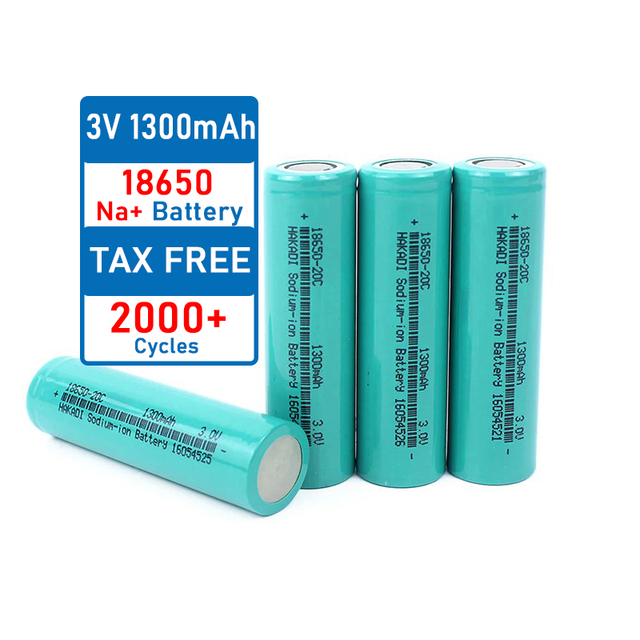 Wholesale NA Cylindrical Natrium Ion Akku 20C Sodium-ion 18650 3V 1300mAh Cells Sodium Ion Battery for E-bike Power Tools