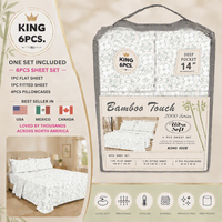 Parure de draps Queen 6 pièces en microfibre brossée double face, certifiée Oeko-TEX, ultra douce et infroissable, motif floral 2200 fils