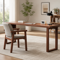 Bureau d'ordinateur moderne, durable, portable, en bois massif, long, pour la maison, le bureau, le salon, table double étroite murale Donna