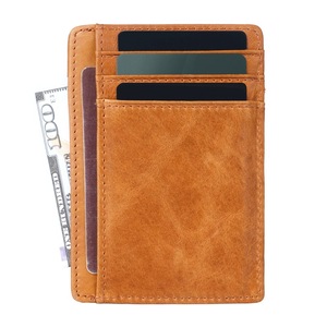 Portefeuille <span class=keywords><strong>porte</strong></span>-cartes pour <span class=keywords><strong>homme</strong></span> en cuir Crazy Horse de qualité supérieure, style vintage, design fin et minimaliste, logo personnalisé OEM/ODM. - Product Image 2