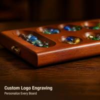 Jeu de société Mancala en bois pliable avec pierres en verre colorées, jeu de stratégie pour deux joueurs, jeu familial pour enfants et adultes, idéal pour les voyages