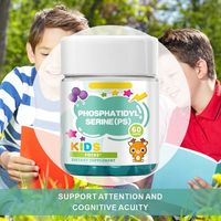 HDK OEM ODM Gommes de phosphatidylsérine (PS) pour enfants, 60 unités, véganes, sans sucre, pour la concentration, l'attention et le soutien cognitif du cerveau