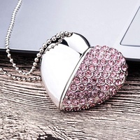 Crystal Usb Flash Drive 3D Jewelry Usb 2,0 Pendrive Forma de corazón Regalo DE BODA Usb Memory Flash Stick
