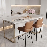 Tabouret de bar de luxe pour îlot de cuisine, chaise de comptoir moderne en cuir avec accoudoir intégré pour bar à domicile et salle d'exposition de boutique