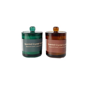 Vela Aromática de Cera de Soya en Frasco de Vidrio para Decoración del Hogar, con Logotipo Personalizado, Flores Secas y Cristales, con Tapa - Product Image 3