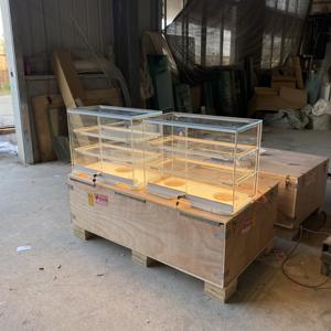 خزانة سطح مكتب صغيرة بطبقتين من الخشب الصلب ، خزانة عرض متجر الحلوى في المخابز مناسبة للمقهى - Product Image 2