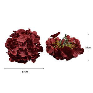 Guirlande florale QiYing Victory de 54 fleurs d'hortensia en soie de 17 cm de diamètre, style sucette, moulage par injection gaufré - Product Image 2