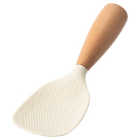Cuillère à riz en silicone de qualité alimentaire avec manche en bois, pour la cuisine à domicile, passe au lave-vaisselle, ustensiles de cuisine résistants aux hautes températures