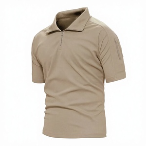 Camiseta Táctica para Hombre, Antiarrugas, Tejido Sólido, Secado Rápido, con Cierre, Transpirable, Manga Corta, para Senderismo - Product Image 3