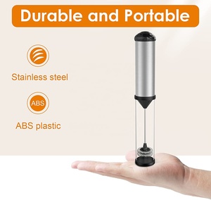 Melkopschuimer Handheld Battery Operated Schuim <span class=keywords><strong>Maker</strong></span> Met Dubbele Gardes Cover Stand Verstelbare Mini Rvs Elektrische Garde - Product Image 5