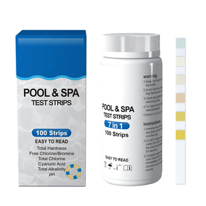 Bandes de Test de la qualité de l'eau, en papier <span class=keywords><strong>PH</strong></span> pour <span class=keywords><strong>piscine</strong></span>, nettoyeur, Test d'alcalinité, 7 en 1, 100 pièces/bouteille - Product Image 1
