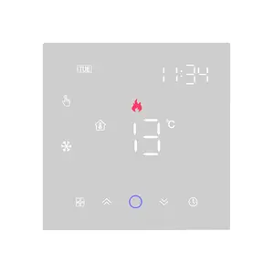 Termostato de calor de agua Panel de vidrio blanco Calefacción por suelo radiante Smart Life Tuya Wifi Control Termostato de temperatura