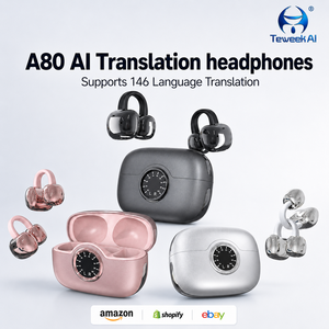 Audífonos Profesionales A80 con Traductor IA, 146 Idiomas, <span class=keywords><strong>Interpretación</strong></span> Simultánea, Auriculares Inalámbricos Bluetooth Pro, Nuevo - Product Image 2