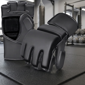 Cheap Price Custom Logo Faux Leather Half Finger MMA <b>Gloves</b> for Adult <b>Men</b> Women Children Wrist Closure High Quality <b>Gloves</b> - Product Image 2