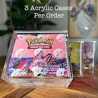 Boîte de rangement en acrylique (lot de 3) avec couvercle magnétique coulissant, boîte de protection en acrylique pour cartes Pokémon, boîte de présentation pour cartes Pokémon