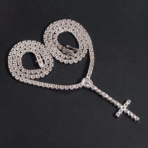<span class=keywords><strong>Collana</strong></span> Tennis Hip Hop in <span class=keywords><strong>Argento</strong></span> 925 con Diamanti Tester, Catena Tennis di Lusso 3MM, <span class=keywords><strong>Collana</strong></span> Tennis con Croce <span class=keywords><strong>Rosario</strong></span>, Collane Moissanite VVS - Product Image 4