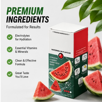 Poudre de boisson énergisante saveur pastèque marque distributeur – Ingrédients complexes de qualité supérieure d'origine végétale – Goût fruité pastèque