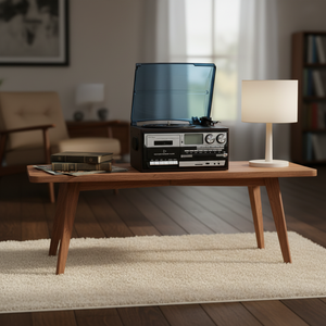 빈티지 레트로 홈 스테레오 플레이어 CD LP 비닐 그래모폰 카세트 턴테이블 MDF+PVC 부품 USB 출력 1년 보증 - Product Image 6