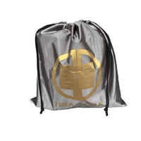 Sac de rangement anti-poussière personnalisé en satin de soie argenté doux avec logo doré et cordon de serrage pour sac à main