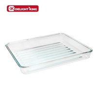 Plat à pâtisserie en verre borosilicate de haute qualité avec poignée, écologique, résistant à 400°C, compatible micro-ondes, transparent, logo personnalisé