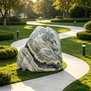 Pierre de paysage en granit vert veiné naturel, moderne, durable, pour jardin extérieur, élément décoratif pour lac, hôtel, villa - Product Image 3