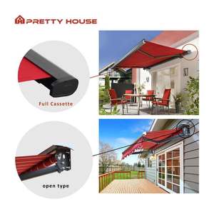 Auvents rétractables à cassette complète motorisés à commande à distance, résistants, imperméables pour balcon et <span class=keywords><strong>jardin</strong></span>, en alliage d'aluminium et PVC - Product Image 2