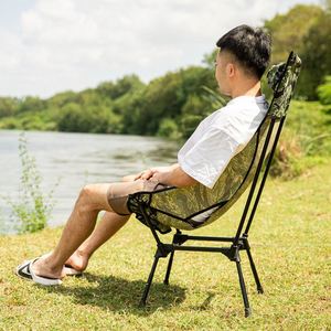 Silla Plegable de Metal con Respaldo Alto Ajustable en Altura, con Almohada, Portátil y Resistente, para Jardín, Camping y Playa - Product Image 1