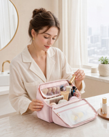 Trousse de Maquillage LOVEVOOK pour Femme, Étui Cosmétique Tendance avec Fermeture Éclair, Poignée Souple, Résistante à l'Eau, Compartiments Durables, Pochette de Maquillage