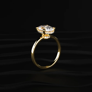Anillo de Compromiso Romántico con Halo Oculto, Elegante Engaste con Piedra Central Brillante para Mujer - Product Image 4