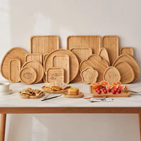 Nouvelles assiettes rondes en bambou naturel gravées avec logo, petites assiettes à fruits secs, plateaux rectangulaires pour servir le thé