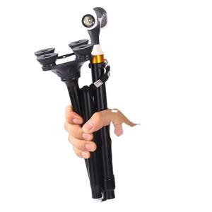 Telescopic Walking Stick With Led <b>Light</b> Black Aluminum Alloy For Seniors Non Slip Four Legged Cane - Product Image 4