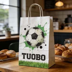 ถุงกระดาษคราฟท์พิมพ์ลายตามสั่ง พร้อมหูหิ้วเชือกฝ้าย บรรจุภัณฑ์สำหรับร้านค้าปลีกสุดหรู พร้อมหูหิ้วหลากหลายแบบ - Product Image 5