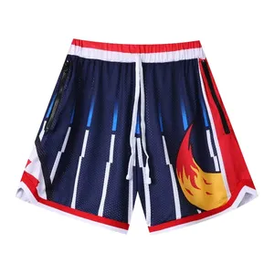 Wholesale OEM Custom Logo High Quality Polyester Basketball Shorts Sublimation Pocket Men's Mesh Sports Shorts