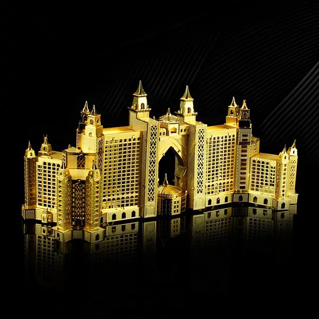 Atlantis Hotel 3D Logam Teka-teki Dubai The Palm Konstruksi Bangunan Laser Cut Merakit Jigsaw Dewasa Hadiah Mainan Koleksi