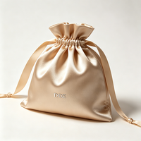 Pochette en satin de luxe avec cordon de serrage, logo personnalisé, sac cadeau soyeux de qualité supérieure, emballage pour bijoux, cosmétiques, boutique, mariage, cadeaux en vrac