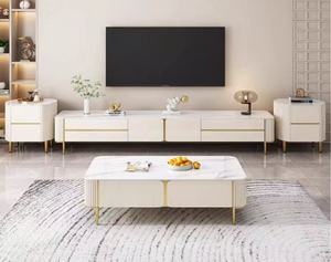 Modern Marble <b>Top</b> Coffee <b>Table</b> With Storage Metal Frame Living Room Furniture - Product Image 6