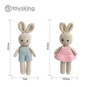 Lapin en <span class=keywords><strong>crochet</strong></span> fait main pour bébé - Jouet apaisant pour la dentition et le sommeil, peluche douce pour nouveau-né de 0 à 6 mois - Product Image 5