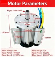 Motor DC Brushless 48V 60V 4000W Tahan Air IP65 untuk Becak Listrik, Mesin Cuci, Peralatan Lift, Modifikasi
