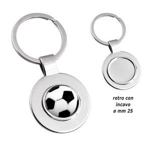 Porte-clés en métal Football 25 mm avec design creux au dos - Product Image 1