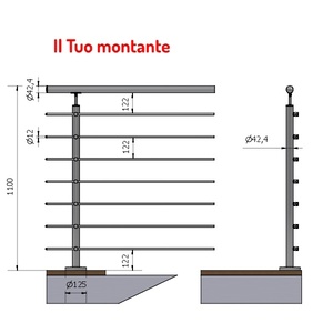 ราวจับสแตนเลสขัดเงา P110108-7XA4-L Ø 42.4 7คาน1.10เมตรความสูงจากพื้น SKU - Product Image 1