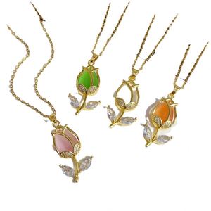 Premium Women's Copper Zircon 18K Gold Plated Flower Pendant Necklace Sporty Christian Gift CN & GUA Origin TRYME Brand - Product Image 5