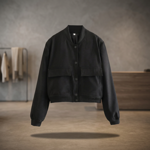 Blouson Bomber Décontracté Femme Personnalisé Respirant Écologique Léger Boutonné Mode Automne Poches Classiques Peau de Mouton - Product Image 3