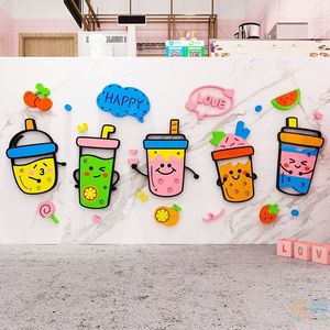 Decoración de Pared para Tienda de Té con Leche, Cafetería, Adhesivos Impermeables para Puerta de Vidrio con Diseño Moderno en Acrílico 3D para Tomar Fotos - Product Image 4